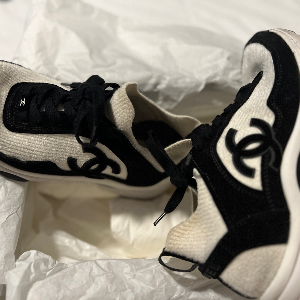 CHANEL Black and White Sneakers